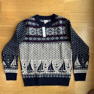 J. Crew Nautical Patterned Navy Sweater